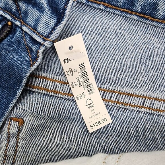 New Madewell The Perfect Vintage Straight Jeans Knee-Rip Edition Women's Size 33 - Picture 13 of 15
